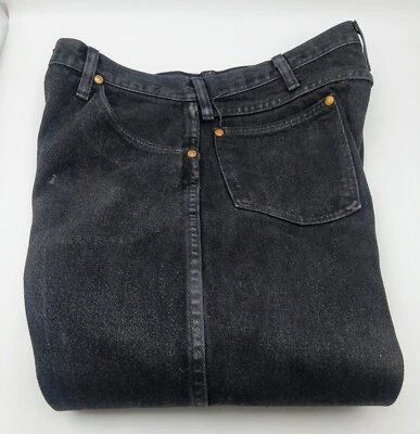 Vintage Wrangler Rugged Wear Dark Black Wash Denim Jeans 34 x 36 Made in USA - Image 1 of 2