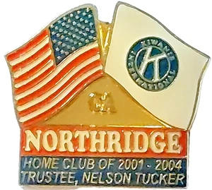Kiwanis Inter. Northridge CA "U.S.A. & Kiwanis Flags" 2001-2004 Anstecknadel - Bild 1 von 2