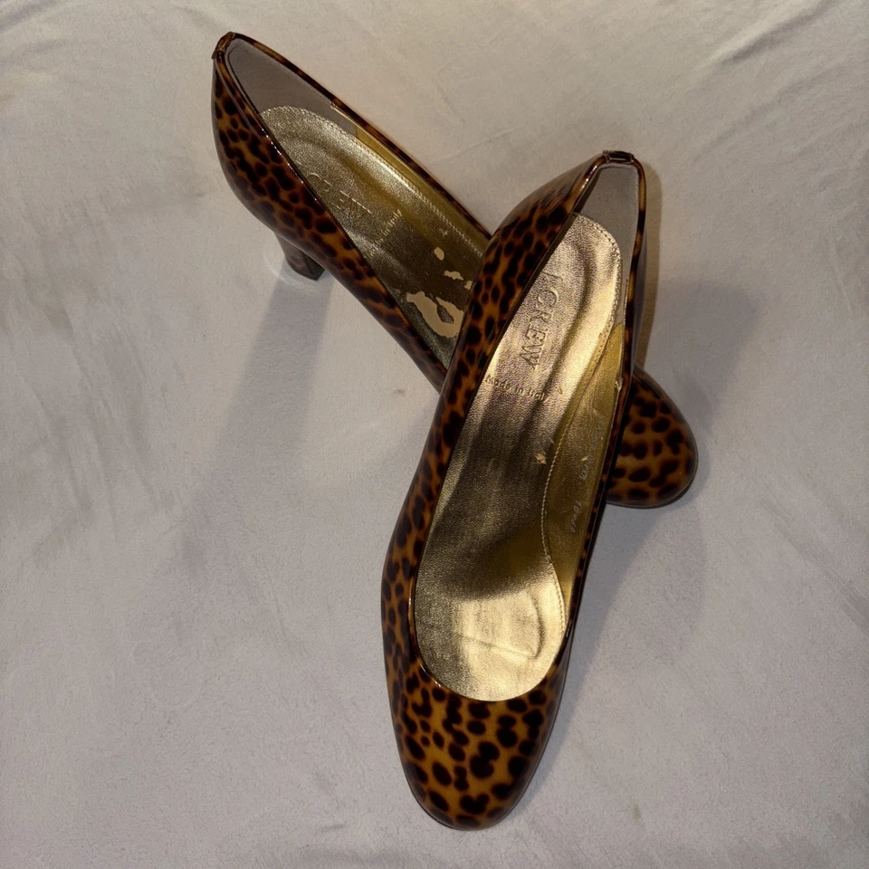 Zapatos de salón J Crew charol estampado de leopardo tacón bloque talla 8,5 Foto 1 de 4