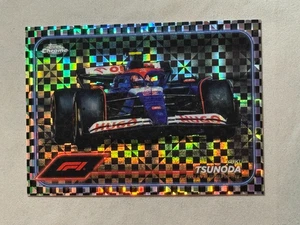 2024 Topps Chrome Formula 1 F1 Checker Flag Refractor Yuki Tsunoda #89 Visa RB - Picture 1 of 2