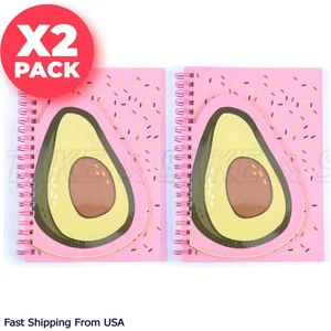 Cuaderno en espiral con solapa en forma de aguacate, bloc de notas de papel diario de 80 hojas, 5"x7" 2 piezas - Imagen 1 de 6