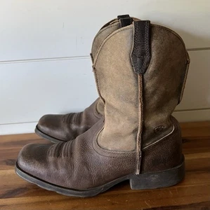 Ariat Rambler 10007602 Brown Leather Square Toe Cowboy Boots Youth Size 4.5 - Picture 1 of 12