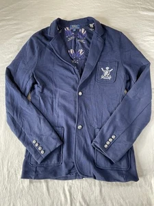 Polo Ralph Lauren Boys Size XL Terry Blazer Brass Button Bear Print Embroidered - Picture 1 of 5