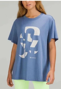Lululemon All Yours T-Shirt Damen Small Blau Grafik Logo Kurzarm - Bild 1 von 8