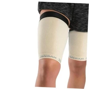 Thigh Compression Sleeve - Support for Pulled Hamstring, Quad Large 1 Beige - Picture 1 of 8
