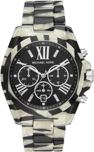 Michael Kors MK6888 Bradshaw Zebra Acetate Chronograph Quartz 43MM BRAND NEW - Picture 1 of 3