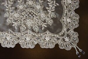 Handmade Beaded Pearl Lace Wedding Bridal Runner Placemats Passover Party