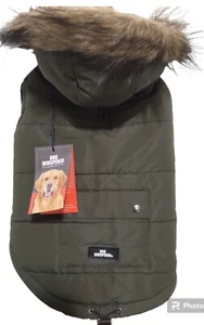 Dog Whisperer SMALL Quilted Dog Hooded Fleece Lined Parka Olive Dog NWT - Picture 1 of 12