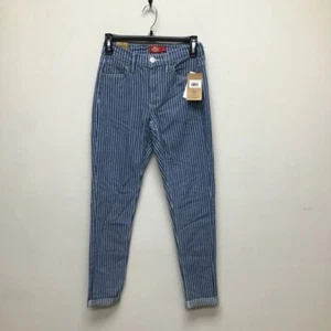 Dickies Workwear Skinny Jeans Blue Striped Stretch 5 Pocket 0/24 juniors - Picture 1 of 9