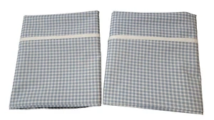 2 Blue & White Checked Pillowcases. 20 X 30 Stan/queen - Picture 1 of 7