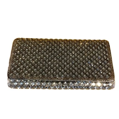 BOLSO CLUTCH STARLET BRILLANTE REFLECTANTE PLATEADO CON IMITACIÓN CUERO ANIMAL PRINT Foto 1 de 4