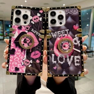 For Samsung S25 Edge Ultra S24 S23 S22 S21 Cute Crown Lips Rhinestone Ring Case - Picture 1 of 15