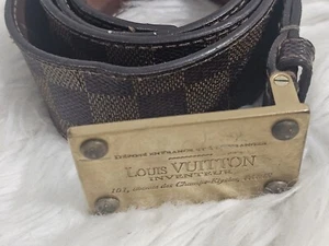 Cinturón con hebilla Louis Vuitton Inventeur para hombre talla 36 marrón a cuadros lona recubierta - Imagen 1 de 8