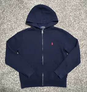 POLO RALPH LAUREN Size M (10/12) Navy Blue Hoodie Sweatshirt Logo Uniform School - Picture 1 of 3