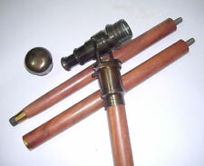 nautical Wooden Walking Cane Solid Brass Antique Telescope Handle Stick Vintage
