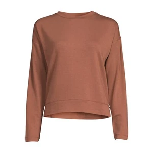 AVIA Women 2XL 20 Long Sleeve French Drop Shoulder Soft Terry Cloth Tee Brown - Picture 1 of 12