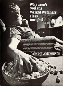PRINT AD 1974 Weight Watchers Class Eating Popcorn 8.5x11 - Picture 1 of 1