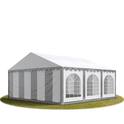 5x6m PVC Partyzelt Bierzelt Zelt Gartenzelt Festzelt Pavillon grau-weiß NEU - Bild 1 von 4