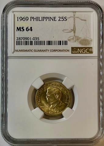 1969 PHILIPPINE 25S MS 64 NGC CERTIFIED COIN ONLY 10 GRADED HIGHER Cover