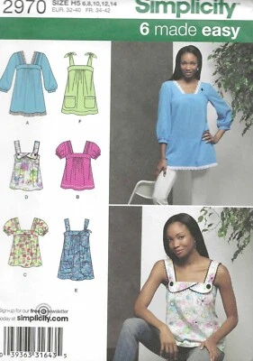 Women's Loose Fit A Line Tunic Top Shirt & Tank Sewing Pattern UNCUT 6-14 BOHO - Image 1 of 2