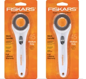 Fiskars 45mm Rotary Cutter Stick White & Orange 197950-1002 Pack of 2 - Picture 1 of 2