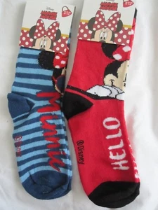 NUEVOS CON ETIQUETAS-2 CALCETINES DE RATÓN DISNEY MINNIE - ROJO/AZUL- TALLA 6/8.5;9/12;12.5/2; - CORREO GRATUITO REINO UNIDO - Imagen 1 de 5