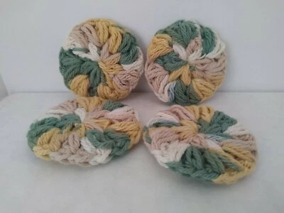 Handmade Cotton Facial Rounds. Makeup Removal Pads. Green/Tan/White. Set of 4. - Image 1 of 3