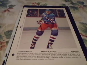 ANDERS HEDBERG POSTER COLOR 8 X 11 DIMANCHE DERNIERE HEURE 1980 NEW YORK RANGERS - Picture 1 of 1