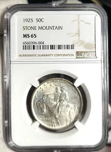 1925 Stone Mountain Commemorative Silver Half Dollar 50c. NGC MS 65 - Picture 1 of 12