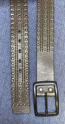 Linea Pelle Gold Leather Braided Belt NEW S LP050843 Metallic Studs - Image 1 of 4