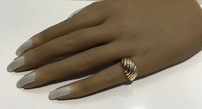 10K 黄金罗纹虾圆顶戒指 尺寸 5.5 — 第 1/4 张图片