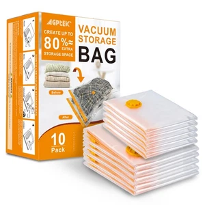 AGPTEK 10 Strong Vacuum Storage Bags Clothes Travel Space Saver 5 Large+5 Jumbo - Picture 1 of 11