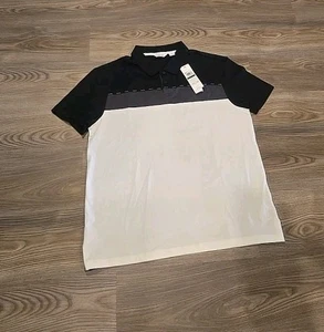 Herren Calvin Klein Kurzarm Poloshirt Größe Large klassische Passform schwarz/grau/weiß - Bild 1 von 5