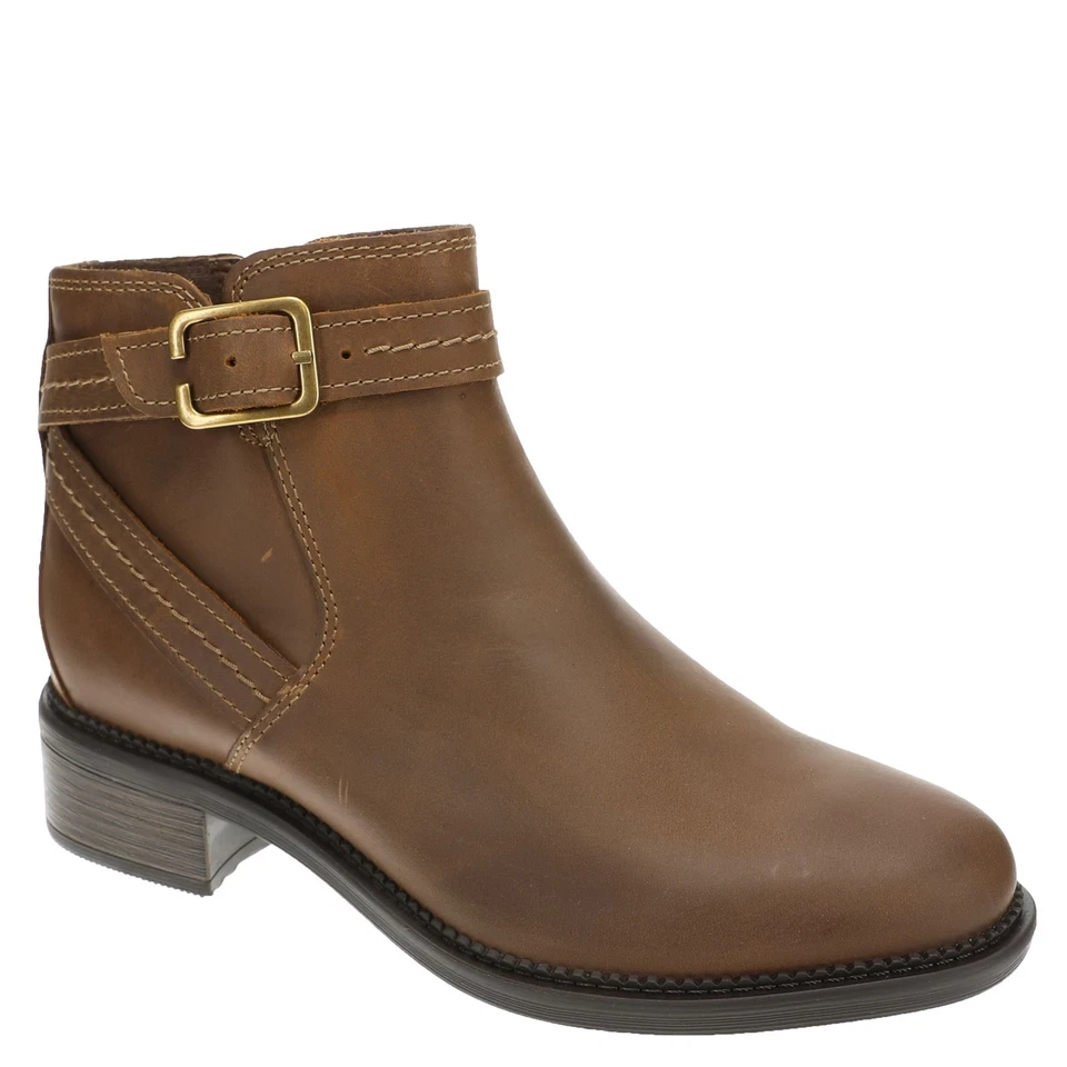 Clarks Maye Women's Size 11 US Dak Tan Leather Inner Side Zipper Ankle Boots