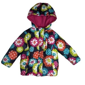 Carter's Jacket Toddler Girls 4T Floral Hooded Puffer Fleece Lined Coat - Picture 1 of 5