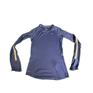 Nike Dri-FIT Long Sleeve Shirt XS Blue Athletic Top Thumbholes 465165-402 - Picture 1 of 12