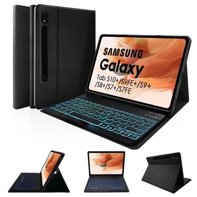 LAMA Backlit Keyboard Case Tab S7+/S7 FE/S8+/S9+/S9 FE+ 12.4", Black+Backlit  - Image 1 of 4