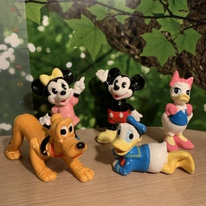 Vintage Disney Ceramic Figures set Of 5 Mickey & Minnie Mouse Donald Daisy Pluto - Picture 1 of 24