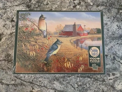 Rompecabezas Cobble Hill Fall Cedro Waxwings Pájaros 1000 Piezas Sellado Nuevo Foto 1 de 3