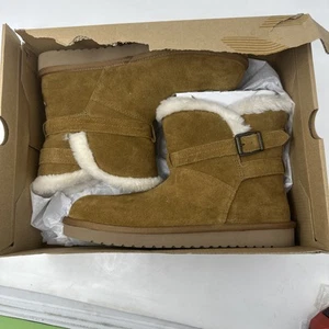 KOOLABURRA by UGG W Delene Mini Women's  9 Chestnut Suede Lined Short Boots NIB - Picture 1 of 8
