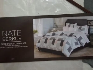 Nate Berkus 3 Piece Duvet Cover Set FULL/QUEEN Patch Work Duvet Cover 2 Shams - Picture 1 of 3