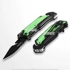 Green 5in1 Multi Function Spring Assisted Opening Knife Flash Light Fire Starter - Picture 1 of 6