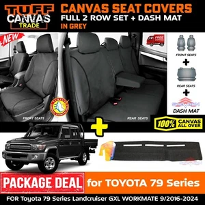 TUFF TRADE Canvas Seat Covers + DASH MAT for 79 Series Landcruiser GXL 2ROW 1129 - Picture 1 of 15