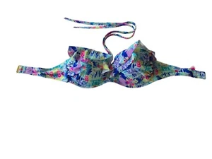 Victorias Secret Floral Ruffled Underwire Bikini Top 34D Multicolor Swimwear - Picture 1 of 3