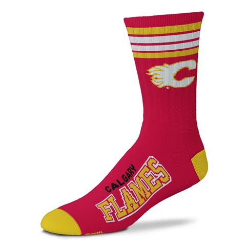 Men's For Bare Feet Calgary Flames 4-Stripe Deuce Socks Cover