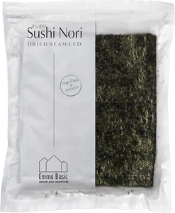 Emma Basic Dried Seaweed Sushi Nori - 50 Full Sheets, High Protein & Fibre - Picture 1 of 12