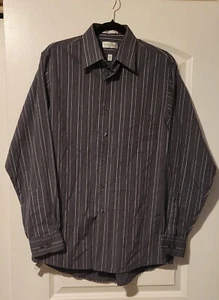 Van Heusen Fitted Dress Shirt Gray White Stripe ~ Size 15-15 1/2 (34-35) Medium - Picture 1 of 3