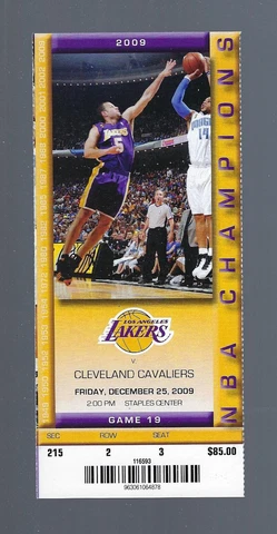 KOBE BRYANT vs LEBRON JAMES - 2009 XMAS DAY NBA CAVALIERS @ LAKERS FULL TICKET Cover