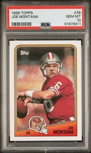 Graded 1988 Topps Joe Montana #38 Football Card PSA 10 Gem Mint - Picture 1 of 2