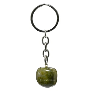 Vesuvianite Crystal Tumble Keychain Keys Holder - Picture 1 of 9